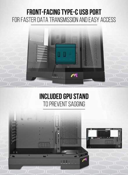 Prism Triple Glass Panel ATX/M-ATX Gaming PC Case with 7*ARGB PWM Fans ...