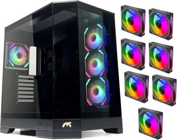Prism Triple Glass Panel ATX/M-ATX Gaming PC Case with 7*ARGB PWM Fans ...